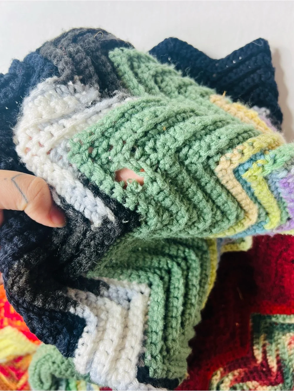 Vintage throw afghan chevron design Multi-colored zigzag crochet blanket